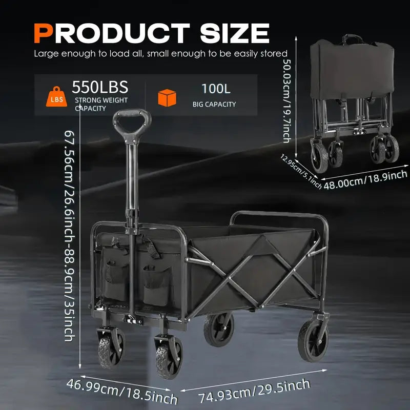 Large heavy-duty all terrain folding wagon